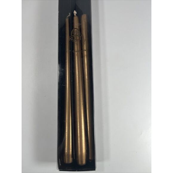 Set Of 3 Root Taper Candles Gold 12” READ - Picture 1 of 8